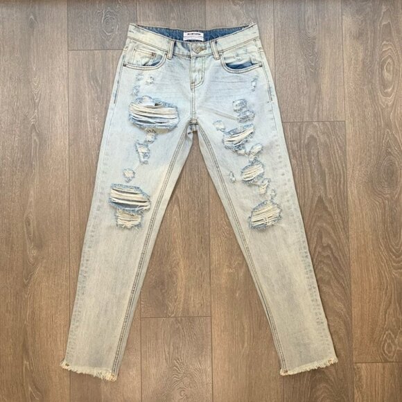 One Teaspoon Awesome Baggies Jeans Straight leg Boyfriend Distressed Denim - Picture 2 of 16